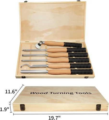 Miniatura 6 de Juego de herramientas de torneado de madera de carburo de tamaño completo con mango de goma 6pcs Lathe Chisel Set Include Swan Neck Hollowing