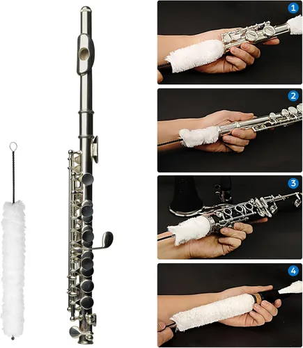Miniatura 8 de Kit de limpieza de flauta hisopo de cepillo de limpieza de algodón para reparación