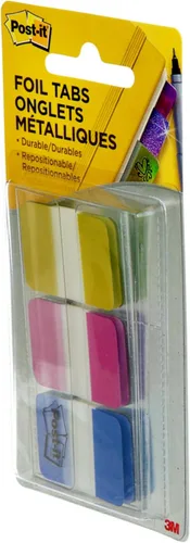 Miniatura 3 de Post-it Pestañas de aluminio, colores iridiscentes, 36 pestañas/paquete, 1 x 1.5 pulgadas (686-FLOPBT)