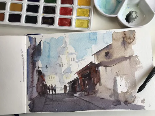 Miniatura 6 de tumuarta Cuaderno de Acuarela, 3.5x5.5”, 140 LB, 300 g/m², Papel de Algodón, Prensado en Frío, 24 Hojas, 48 Páginas, Libros de Bocetos de Papel