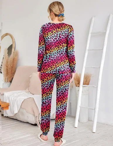 Miniatura 177 de Ekouaer Conjunto de pijama de manga larga para mujer, ropa de dormir suave con cuello redondo y bolsillos