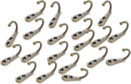 Miniatura 3 de Paquete de 12 ganchos de metal para colgar ropa, chaquetas, batas, toallas, sombreros, llaves, bolsas, tazas, color bronce