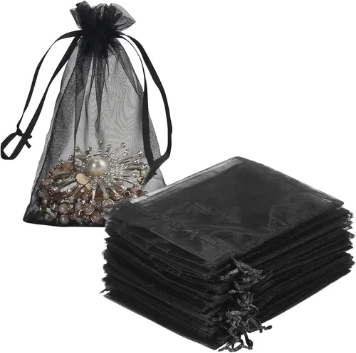 Miniatura 20 de HRX Package Bolsas de organza de 4 x 6 pulgadas, 100 unidades, bolsas de malla para joyas, bolsas de regalo con cordón para dulces, bolsitas