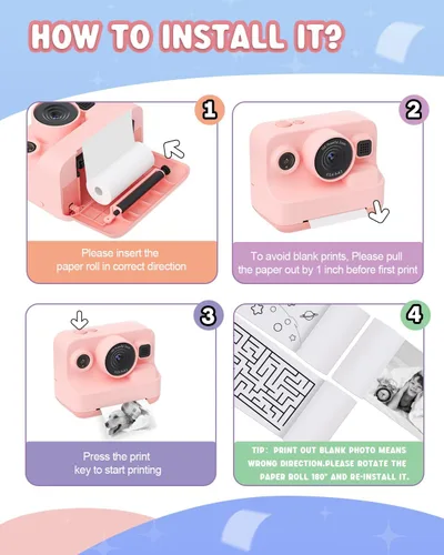 Miniatura 5 de Papel de impresión, papel térmico de recarga de cámara de impresión 10 rollos, sin BPA, BLL2 (10 rollos)