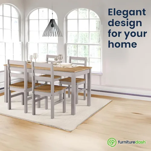 Miniatura 3 de Furniture Dash Silla de comedor de madera maciza, juego de 2, silla de cocina sin brazos de granja con respaldo de escalera, ideal para sala