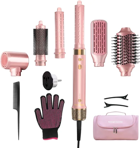 Miniatura 11 de Mythsight Estilizador de Aire StyleVibe 6 en 1 de Doble Voltaje, Secador de Cabello y Cepillo Secador con Estuche de Viaje - Rizos de Envoltura