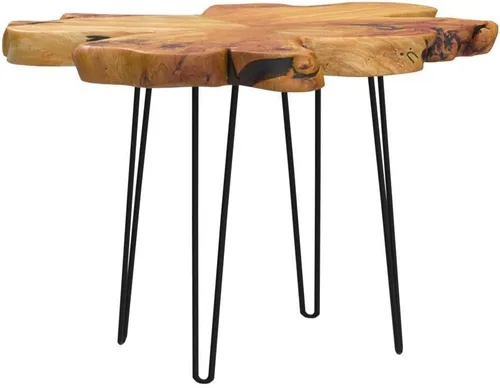 Miniatura 5 de WELLAND Mesa de Café de Cedro con Borde Vivo 81.3 cm x 81.3 cm x 52 cm Mesa Redonda Rústica para Sala de Estar, Patio, Dormitorio, Oficina en Casa