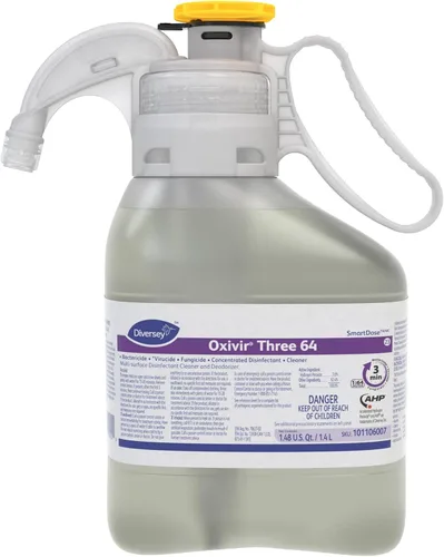 Oxivir Diversey 101106007 Three 64 Desinfectante líquido acelerado de peróxido de hidrógeno AHP, concentrado SmartDose, 1.4 litros