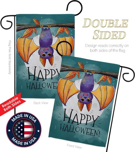 Miniatura 3 de Breeze Decor G162076 - Bandera decorativa vertical para jardín con diseño de murciélago y otoño de Halloween, 13 x 18.5 pulgadas, impresa en Estados