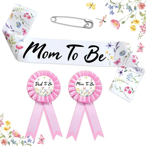 Homanu Wildflower Mom to Be - Decoración de baby shower, diseño floral para mamá para ser papá para decoración de fiesta de mamá embarazada