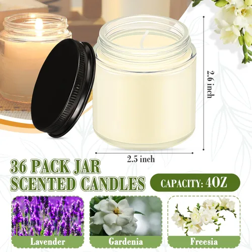 Miniatura 2 de MTLEE 36 velas pequeñas en tarro Mason a granel de 4 onzas pequeñas perfumadas con tapas para regalo de cumpleaños, boda, fiesta