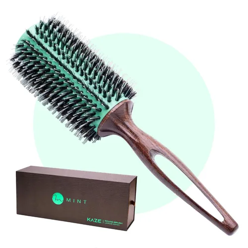 Miniatura 8 de MINT Cepillo redondo ecológico de cerdas de jabalí para secado con soplado Estilo duradero para todo tipo de cabello Cepillo redondo de cerámica
