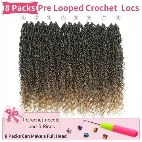 Miniatura 19 de Alicoco Goddess Locs Cabello de Ganchillo 12 Pulgadas 8 Paquetes Rastas Sintéticas de Ganchillo Para Mujeres Rastas Suaves Boho Pre-enrolladas River