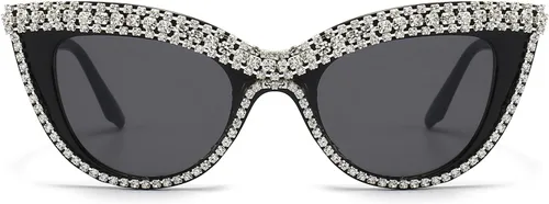Miniatura 2 de LJCZKA Diamond Cat Eye Sunglasses Women Retro Jeweled Rhinestone Sun Glasses Sparkle Crystal Pearl Luxury Bling Eyewear