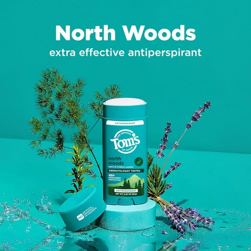 Miniatura 2 de Tom’s of Maine North Woods - Desodorante antitranspirante para hombres y mujeres, 48 horas de protección contra el olor y el sudor, aroma a pachulí