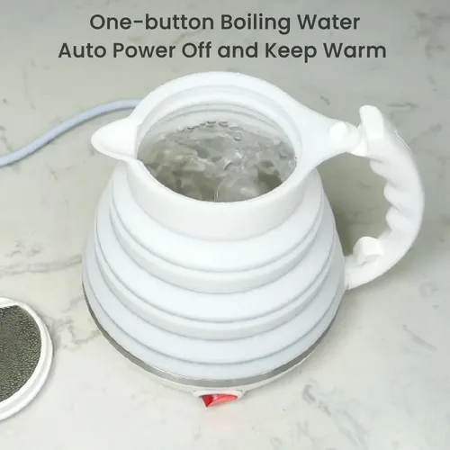 Miniatura 7 de Hervidor eléctrico de viaje, hervidor de té portátil pequeño, hervidor eléctrico plegable de silicona de grado alimenticio, apagado automático