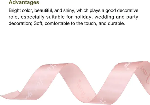 Miniatura 3 de MECCANIXITY Cinta de satén de 1 pulgada de ancho y 50 yardas de ancho Just for You, cinta de grogrén personalizada de San Valentín para envolver Rosa