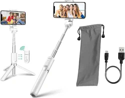 Miniatura 10 de Trípode para selfie stick con bolsa de control remoto inalámbrico, extensible y ajustable, soporte ligero V-Log compatible con todos los iPhone