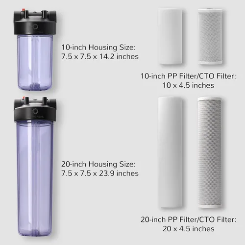 Miniatura 8 de Airthereal Carcasa de filtro de agua para toda la casa, filtro de sedimentos para agua de pozos y ciudades, cartuchos de filtro de agua