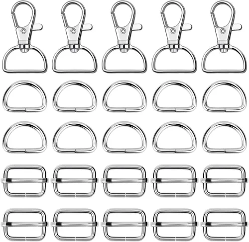 Miniatura 9 de Paxcoo Llavero a granel con llavero giratorio con gancho en D y hebillas deslizantes para bolso de mano, bolso, hardware y manualidades (1 pulgada)