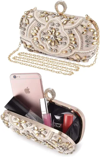 Miniatura 4 de UBORSE Bolsos de mano de cristal con cuentas para mujer, bolsos de noche formales con diamantes de imitación para boda, graduación, cóctel, fiesta