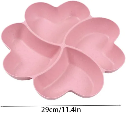 Miniatura 7 de Bandeja dividida para servir, plato seccionado de aperitivo, plato para servir postres, platos de plástico reutilizables, bandeja redonda para Rosa