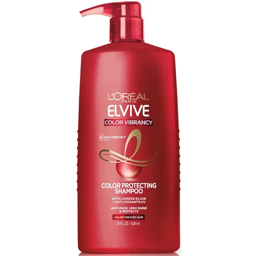 L'Oreal Paris Elvive Color Vibrancy Champú Protector, para Cabello Teñido, Champú con Elixir de Linaza y Antioxidantes, para Anti-Decoloración, Alto