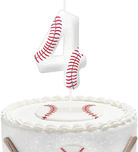 Miniatura 91 de Velas de cumpleaños con el número 0 de béisbol, decoración de pastel con temática de béisbol para niños y niñas, decoraciones de pasteles