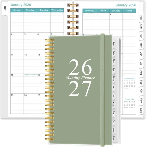 Miniatura 35 de Agenda mensual 2026-2027 – Agenda mensual de enero de 2026 a junio de 2027, dos páginas por mes, 18 calendarios/agendas mensuales con pestañas