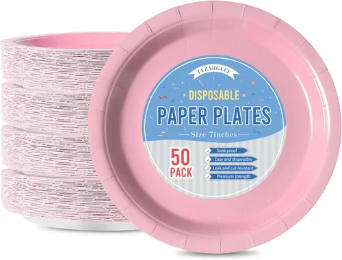 Miniatura 21 de Platos de Papel Desechables Negros, 50 Unidades Platos de Postre para Pastel de 7 Pulgadas a Granel para Suministros de Fiesta, Platos de Fiesta