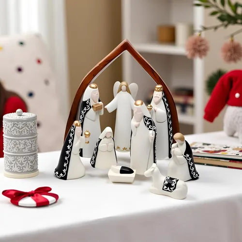 Miniatura 2 de Comfy Hour Rhode Island - Novedad Faith and Hope Baby Jesus Nativity, 9 piezas de Santa Familia con figuras de ángel, escena de Navidad