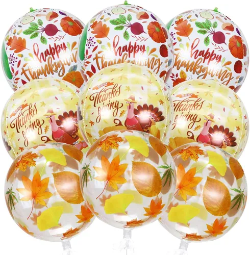 Miniatura 30 de KALOR Globos de papel de aluminio de 22 pulgadas de feliz año nuevo, 10 piezas, globos grandes 4D gigantes redondos de papel de aluminio metálico
