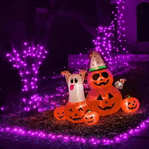 Miniatura 5 de WBao - Cadena de luces LED para Halloween de 300 luces, 108 pies, luces LED súper brillantes con certificación UL, 8 modos de iluminación