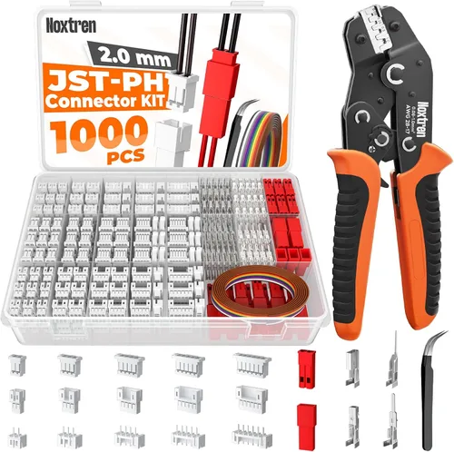 JST-PH Kit de conectores de 0.079 in y JST-SYP de 0.098 in con herramienta de crimpado de trinquete AWG28-17, juego de terminales de cable de 21