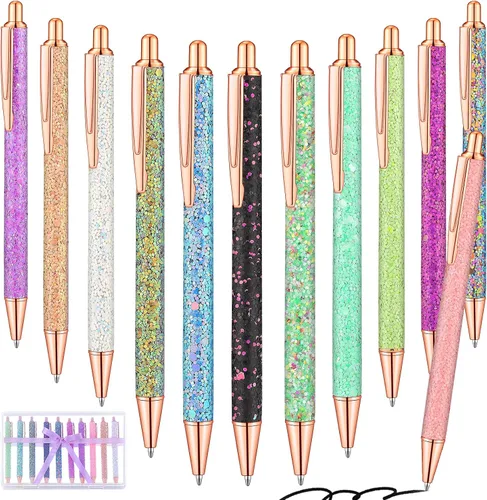 BESARME 12 bolígrafos elegantes para mujeres, regalos del primer día de la madre, bolígrafos con purpurina para niñas, bolígrafo de diamantes de