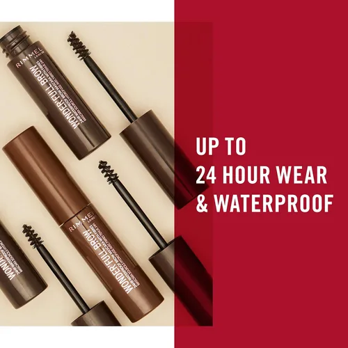Miniatura 7 de Rimmel London Wonder'Full 24HR - Máscara de cejas de larga duración, impermeable, a prueba de manchas, 002, marrón medio, 0.04 onzas