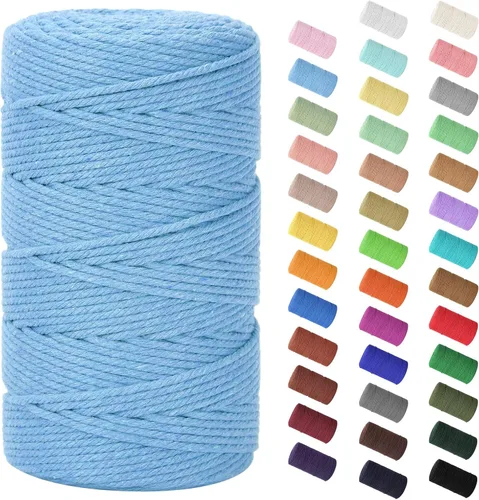 Miniatura 106 de Cordón de macramé de 0.079 in x 380 yardas (1140 pies), cuerda de algodón natural para colgar en la pared, ganchos de plantas, manualidades, Beige