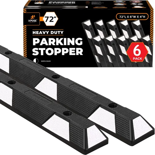 Miniatura 58 de Xpose Safety Tope de goma resistente de 22 pulgadas para estacionamiento, paquete de 2 bloques de ruedas para garaje, entrada o rampa, tope