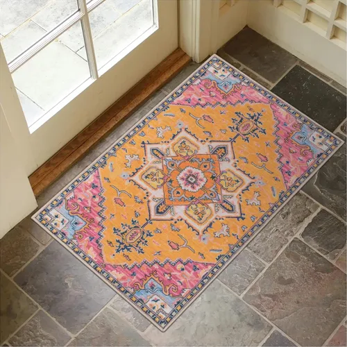 Miniatura 23 de Collive Tapete lavable para puerta de interior, antideslizante, alfombra de entrada retro de 20 x 32 pulgadas, tapete de entrada de absorción Multi