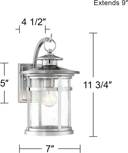 Miniatura 4 de Franklin Iron Works Callaway - Lámpara de pared industrial moderna para exteriores, cromada, de 11 3/4 pulgadas, farol de cristal transparente