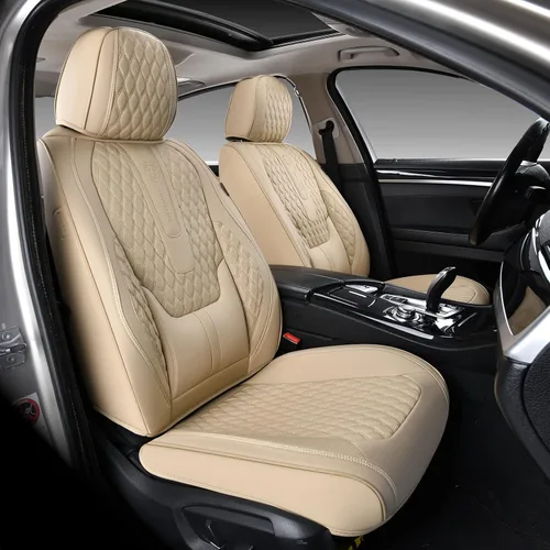 Coverado Fundas de asiento delantero, fundas de asiento delantero de automóvil, fundas de asiento de piel de napa para automóviles, fundas de