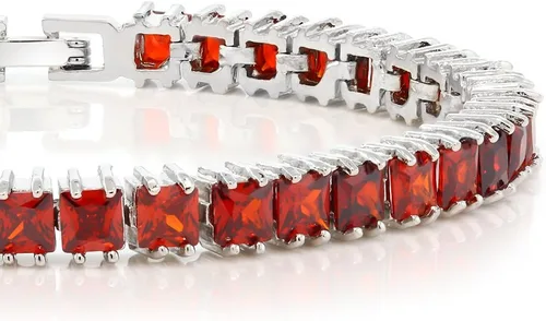 Miniatura 7 de Gem Stone King Pulsera de tenis clásica de circonita cúbica de corte princesa para mujer