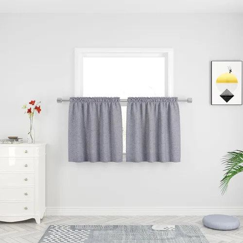 Miniatura 49 de UPOPO Cortinas de Niveles Beige Sobre Fregadero con Textura de Lino para Ventana de Cocina de 16 Pulgadas de Largo Caravana Privacidad Pequeñas