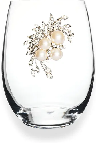Miniatura 6 de THE QUEENS' JEWELS Pearl Bouquet - Copa de vino con tallo con joyas, 21 onzas, regalo único para mujeres, cumpleaños, lindo, divertido, sin pintar