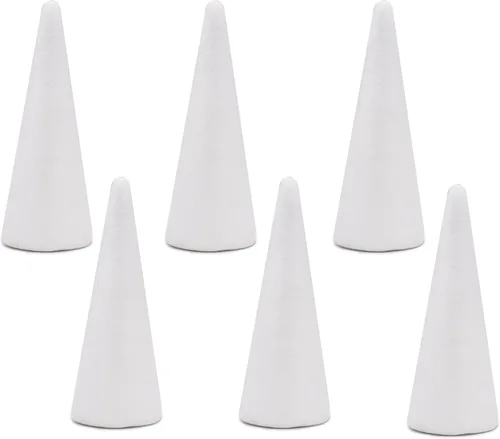 Crafare - Paquete de 6 conos de espuma de poliestireno de 2,75x7,87 pulgadas para proyectos de árbol de Navidad, centro de mesa de boda, suministros
