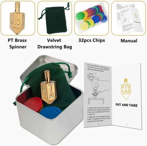 Miniatura 2 de Extguds Juego de dados giratorios para poner y tomar, juego de azar, juego de tipo de dados superiores, latón macizo ANTE-UP (dados de latón)
