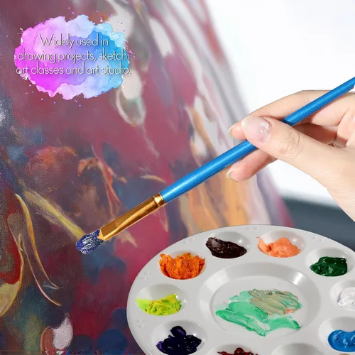 Miniatura 6 de FANDAMEI Juego de pinceles y paleta de pintura redonda, pinceles, pincel de pintura sintética, pinceles para pintura, paletas de bandejas de pintura