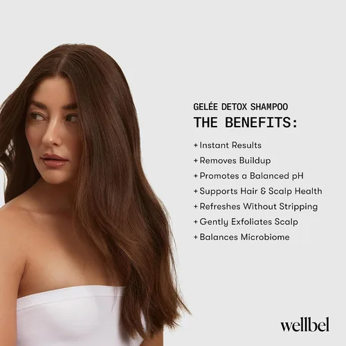 Miniatura 7 de WELLBEL Gelée Detox Shampoo - Desintoxicación del cuero cabelludo con pH equilibrado, exfolia y elimina suavemente la acumulación, probado por
