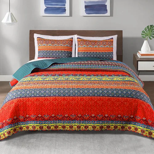 Miniatura 19 de Exclusivo Mezcla Edredones/Colchas Reversibles Bohemias Tamaño King, Colchas Azul Marino Ligeras Cubrecama para Todas las Estaciones Edredón
