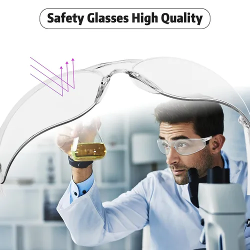 Miniatura 4 de Salfboy Gafas de seguridad transparentes a granel de 10 ANSI Z87.1, gafas protectoras resistentes a arañazos para trabajo, laboratorio, construcción